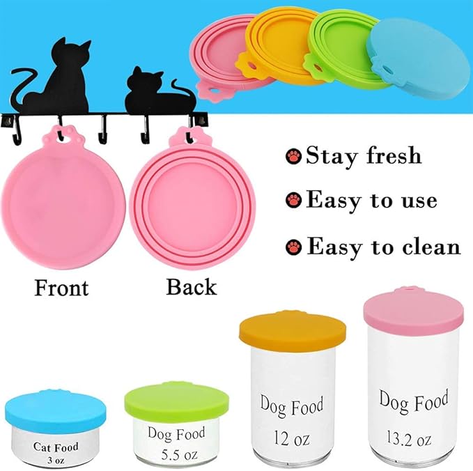 Food Can covers | 6 Pack Silicone Tin Lids for Dog and Cat Food | Universal BPA Free | One Can Cap Fit Most Standard Size Canned Dog Cat Tin