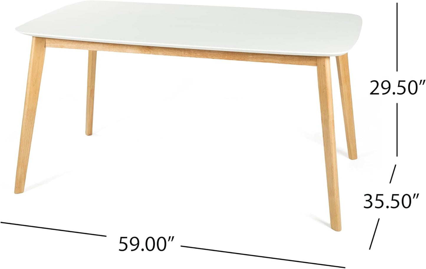 5-Piece Dining Set, Mid-Century Modern Solid Wood Table & Chair Set for 4, Kitchen, Dining Room, Restaurant, Natural Oak+Gray