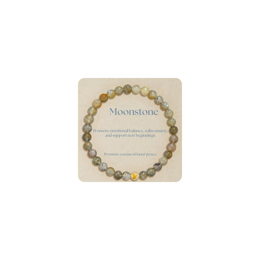 Treasure Bender Calming Anxiety Protection Bracelets for Women Men, Natural Healing Stone Anxiety Relief Bracelet Stretch Bracelets Jewelry Gifts for Women Men (Moonstone)