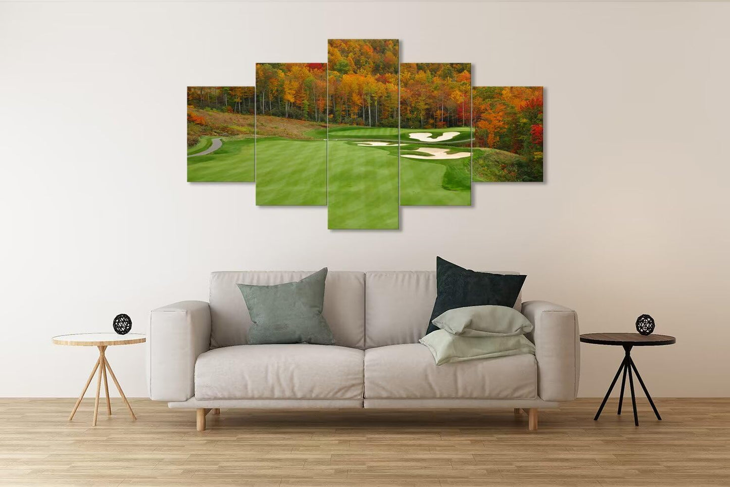 chenchenArt Sequoyah North Carolina Mountains Golf Course Wall Art for Living Room Bedroom Bathroom Home Decorations Golf Course Picture Poster Canvas Prints Framed Ready to Hang(60''W x 40''H)