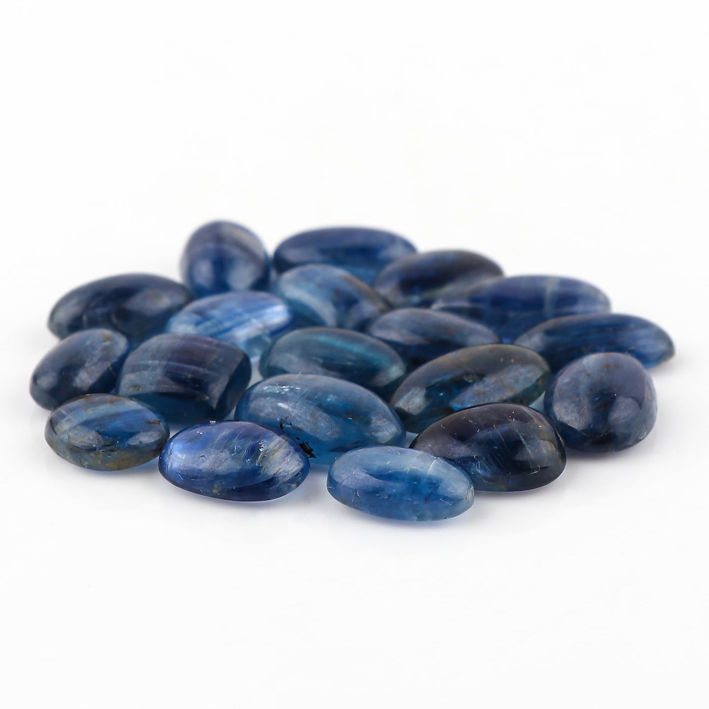 GEMKORA Natural Blue Kyanite Gemstones Cabochons for Jewelry Making | 8-10pcs | 10-15mm