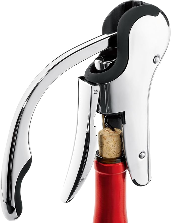Stainless Steel Wine Opener Set - Compact Vertical Corkscrew Wine Bottle Opener Gift Set with Foil Cutter, Aerator Pourer, Vacuum Pump and 2 Wine Stoppers, Wine Gift Set for Home Party Bar