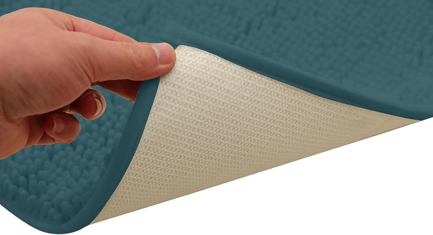 Non-Slip Bath Rug,Extra Soft Microfiber Bedroom Shag Carpet with Anti-Slip Backing,Water/Dust Absorbent Fast Dry Shower Mat,Sound Insulated Stairs Pad,Machine Washable (Turquoise,24 x 24 Inches)