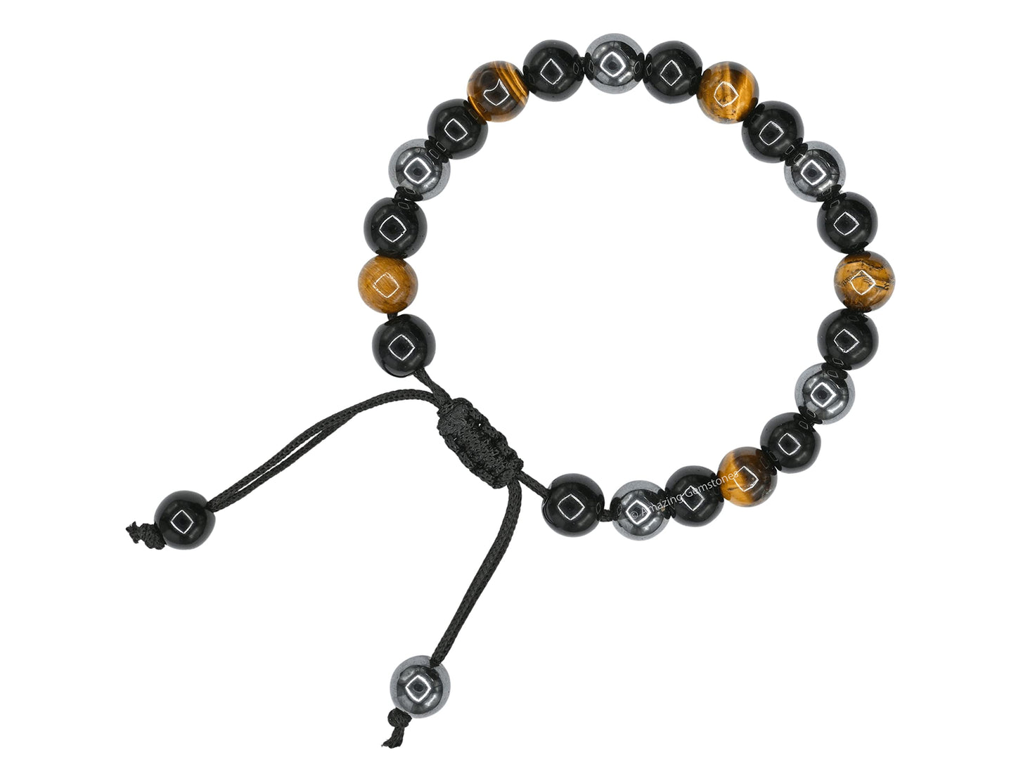 Amazing Gemstone Triple Protection Bracelet - Hematite Black Obsidian Tiger Eye Bracelet Set for Men Women Healing Calming Anxiety Stress Relief Gifts (Adjustable)