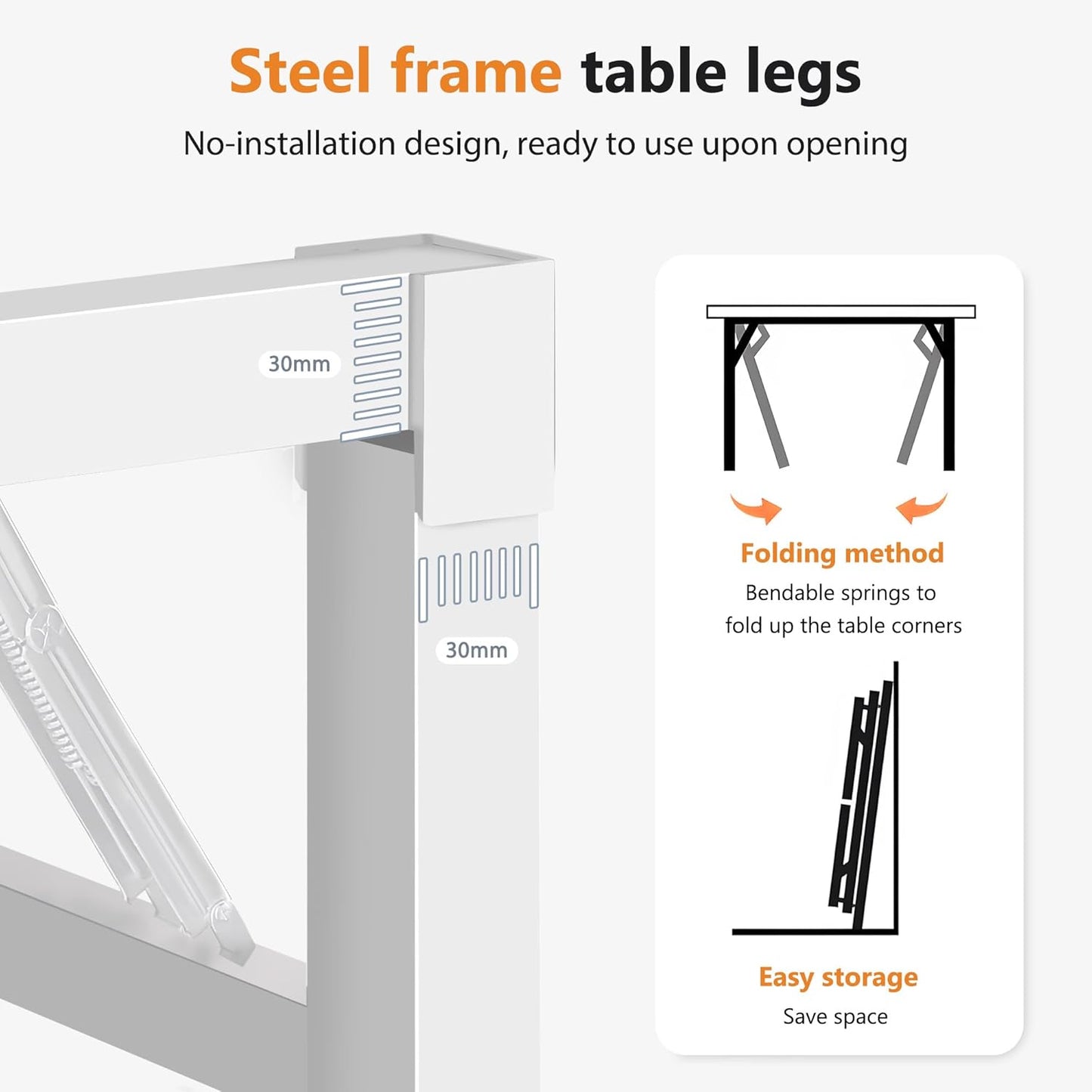 DlandHome 47 inches Folding Table Computer Desk Portable Table Activity Table Conference Table Home Office Desk, Fully Assembled White DND-ND5-120WW