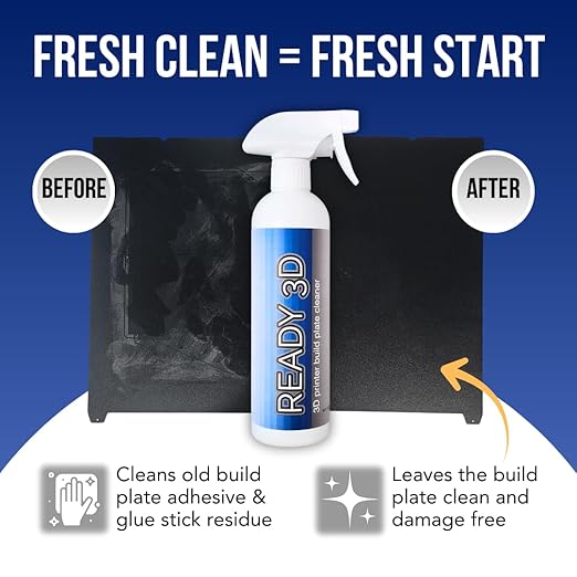 Printer High Quality Build Plate Cleaner, Non-Toxic, No Odor, Easy Clean, Rinse-Free Formula, Includes 12"x12" Microfiber Cleaning Towel (Build Plate Cleaner and PTFE 3D Printer Lubricant)