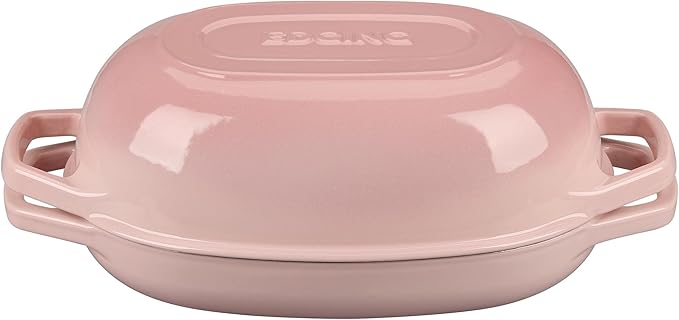 Enameled Cast Iron Oval Dutch Oven Pot with Lid, Dutch Oven for Sourdough Bread Baking, Oval Bread Pan, Bread Oven, Bread Dutch Oven, 5qt, Pink