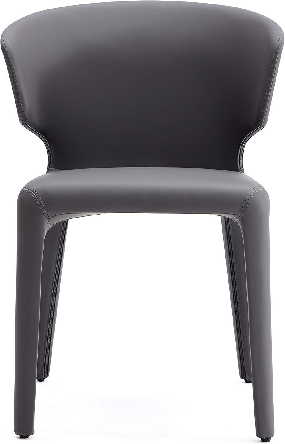 Manhattan Comfort Conrad Mid Century Modern Dining Chairs Woven Tweed Upholstered Kitchen Furniture with Contoured Back, Foam Padding & Metal Legs, Set of 2, Grey
