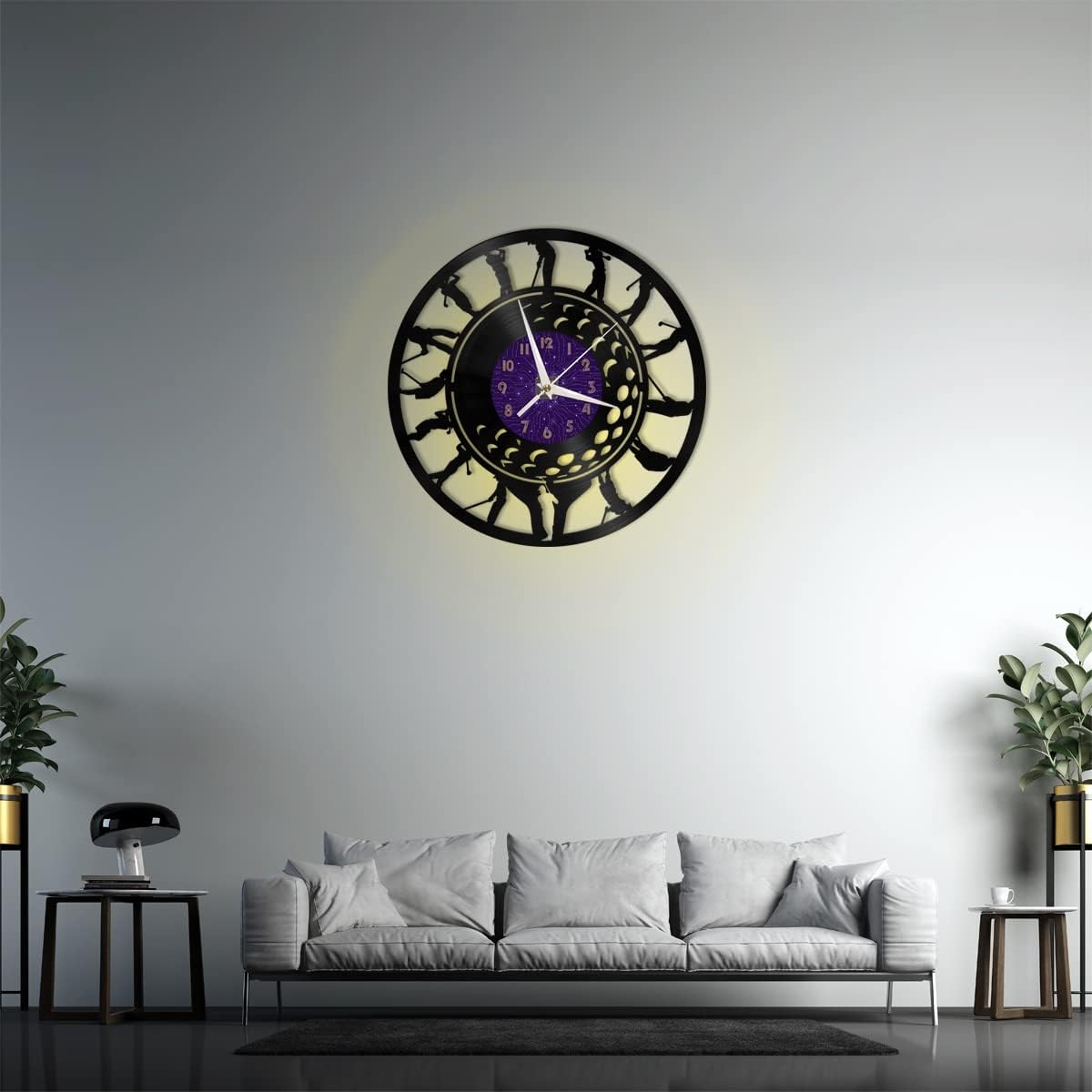 Generic Golf 2 Decoration Vinyl Wall Clock, Vinyl Record Clock Wall Art Silent & Non-Ticking(12 inchs P-LED), Purple