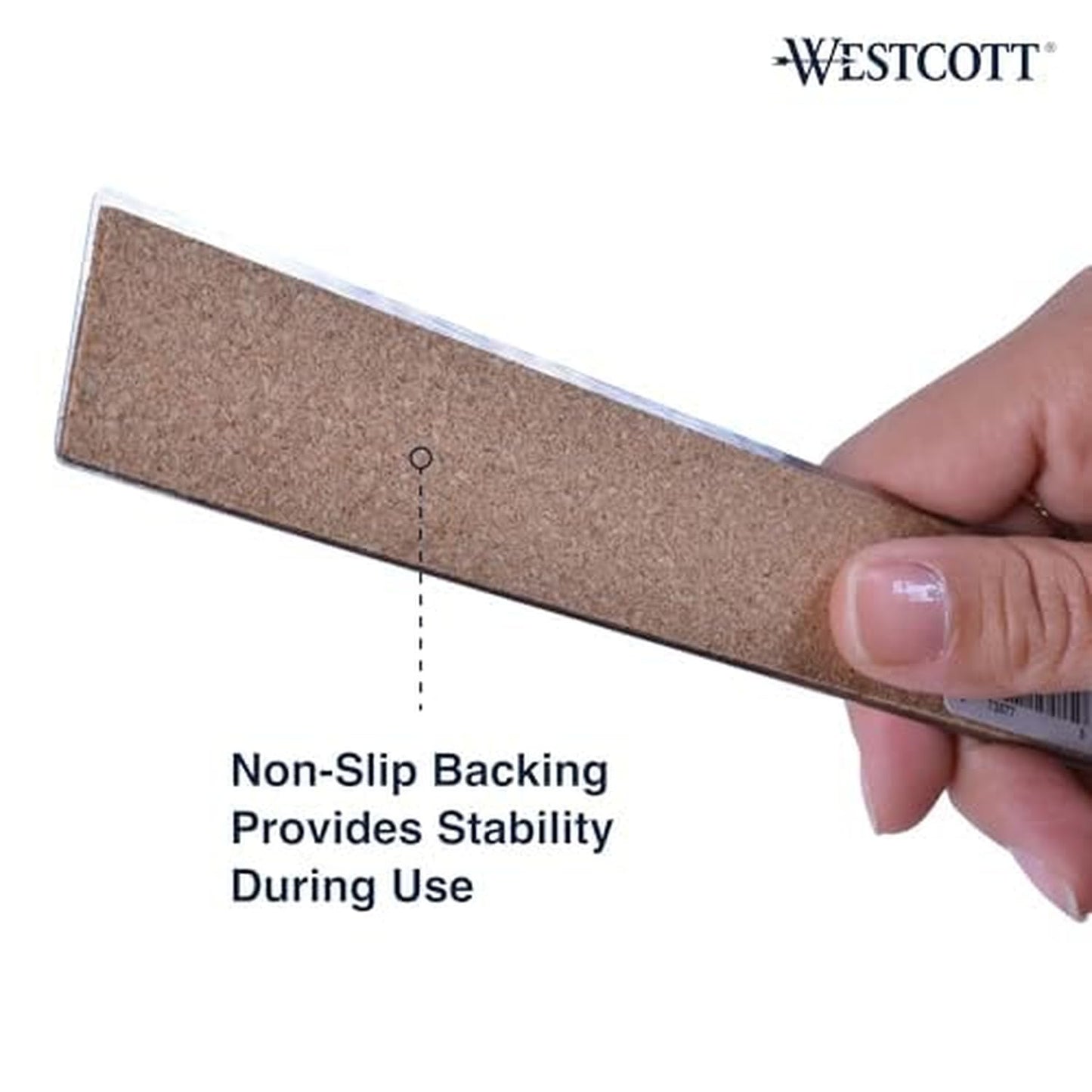 Westcott Stainless Steel Ruler Set with Non-Slip Cork Backing, Easy to Read Etched Markings, Flexible and Sturdy Design, for Crafting, Office, Classroom, Back to School Supplies, 12-Inch, 3 Pack