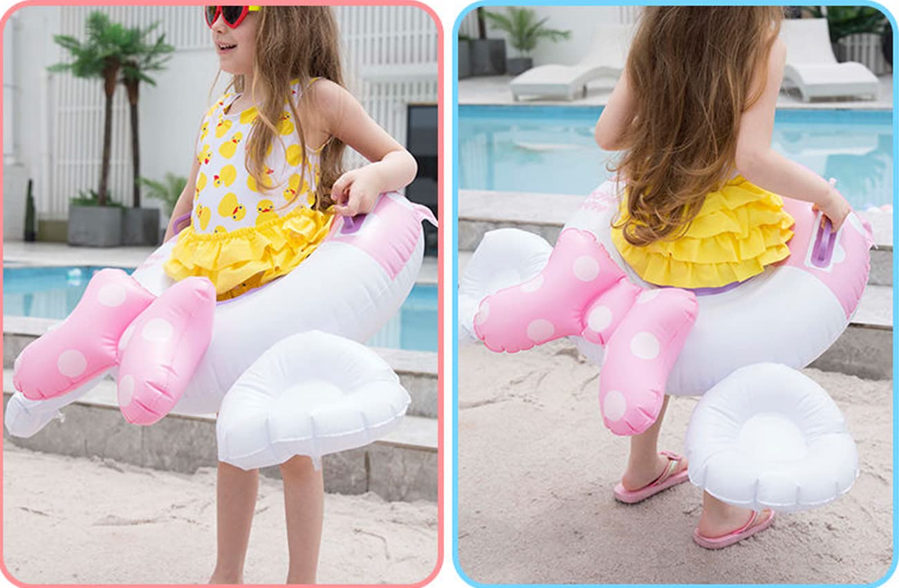 New Baby Swimming Pool Floats for Toddler Kids 8-48 Months Under 44lb, Inflatable Swim Ring Water Raft with Seat and Handle for Summer Beach Outdoor Children Infant Bath Toys (Pink & White Mouse)