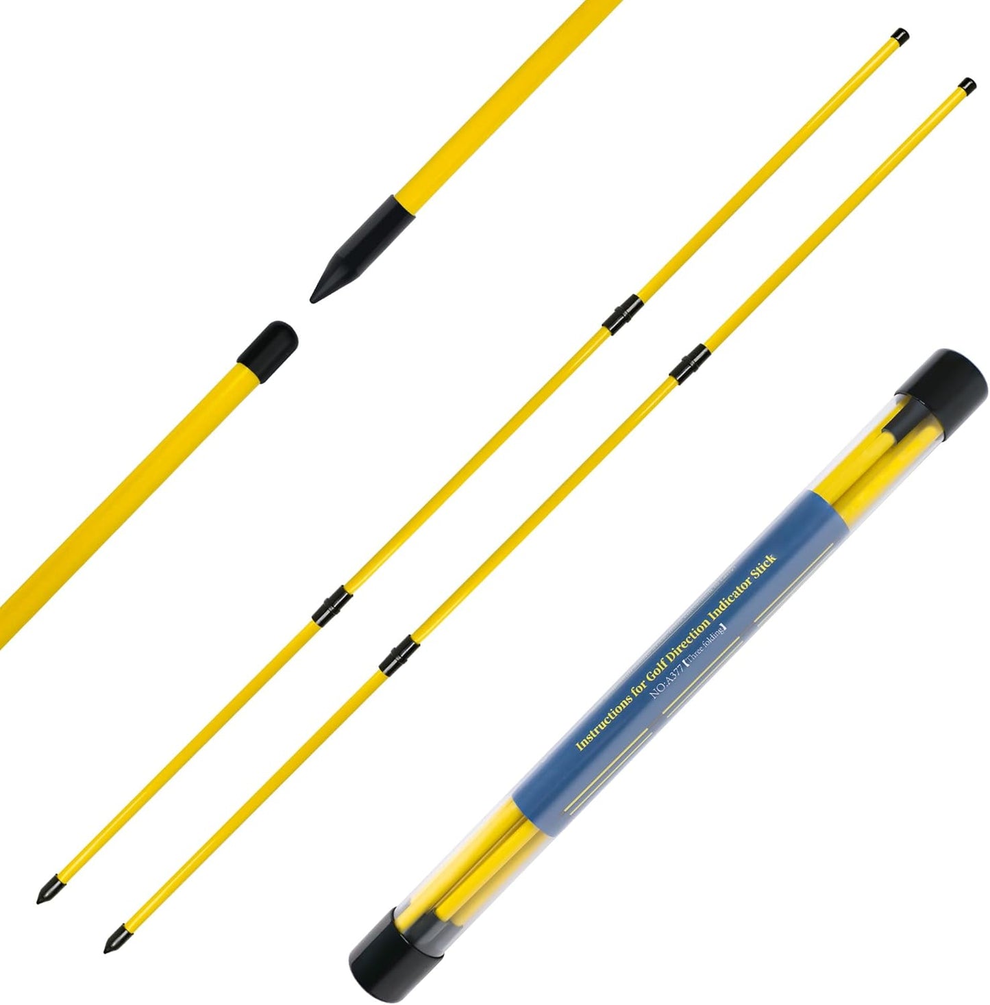 Golf Alignment Sticks 48" Collapsible Alignment Rods Golf Training Aid for Aiming, Putting, Swing Trainer, Golf Training Stick 2 Pack with Clear Tube Case