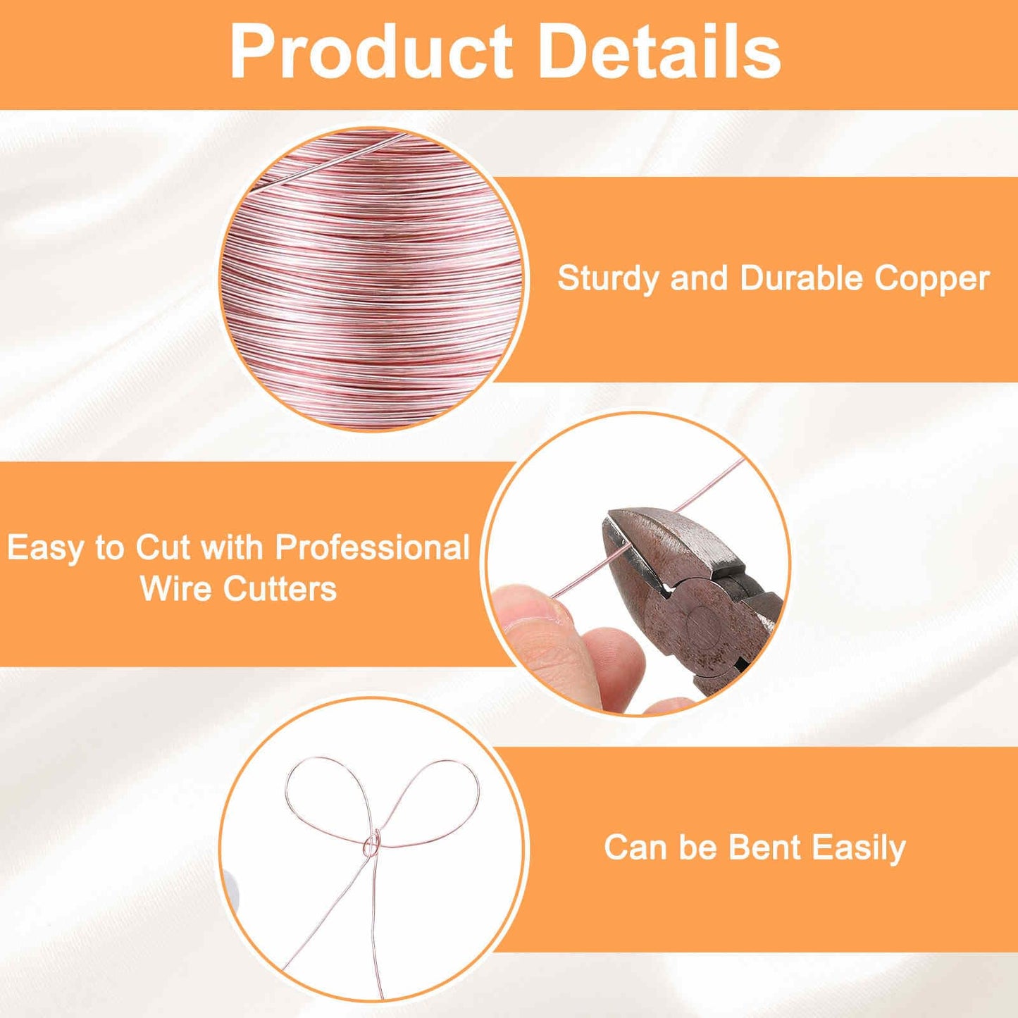 HARFINGTON Wire 203ft Length 24 Gauge Copper Craft Jewelry Wrapping Wire Tarnish Resistant Beading for Jewelry Making Supplies Crafting, Pink