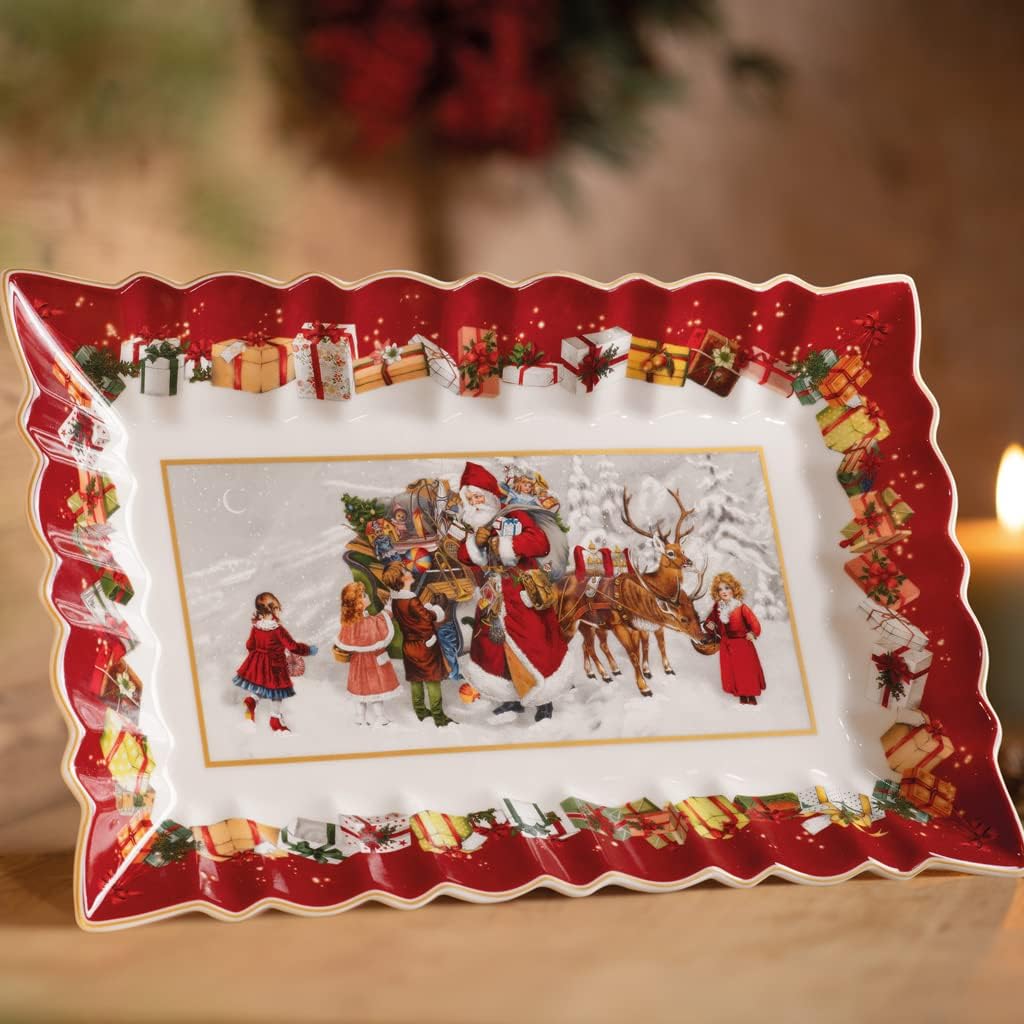 Villeroy & Boch Toy's Fantasy Cake Plate, Santa & Children, 13.75 x 9 in