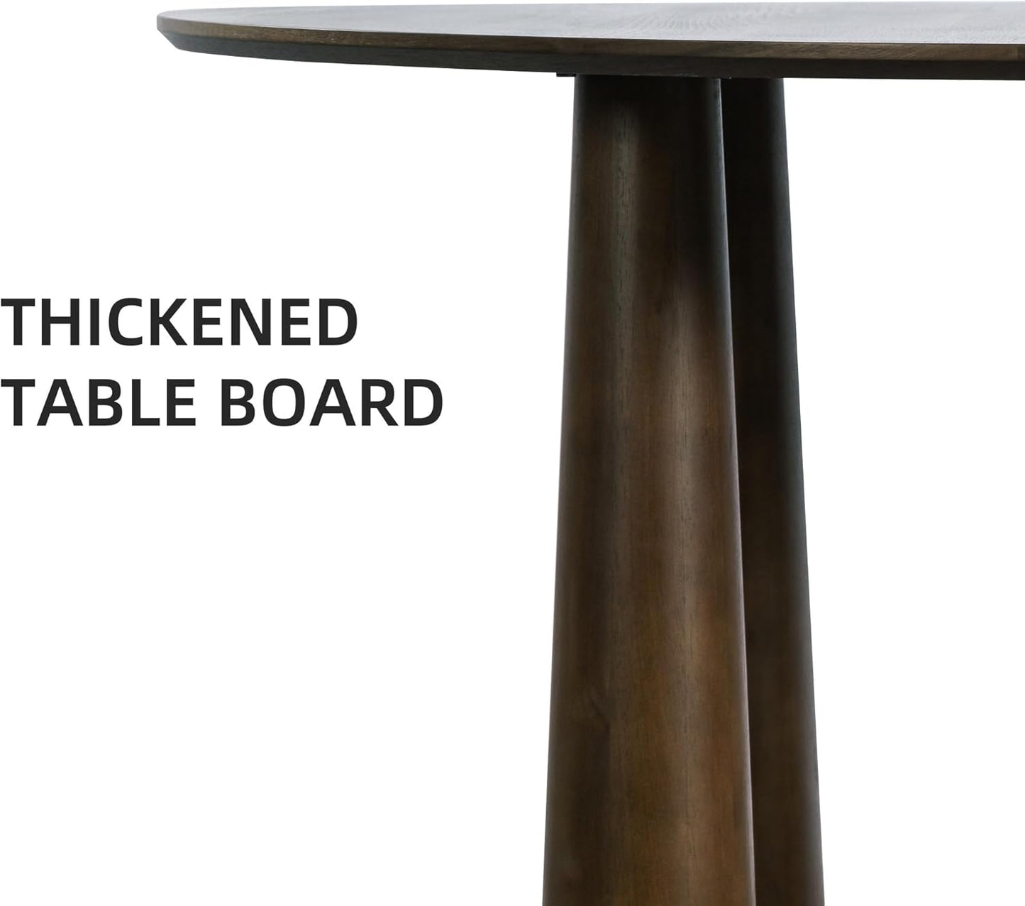 Casaphoria 45" Round Dining Table, Kitchen Table for 6 with Arc-Shaped Edge Top and Cylindrical Legs, Easy Assembly for Living Room, Dining Room, Walnut