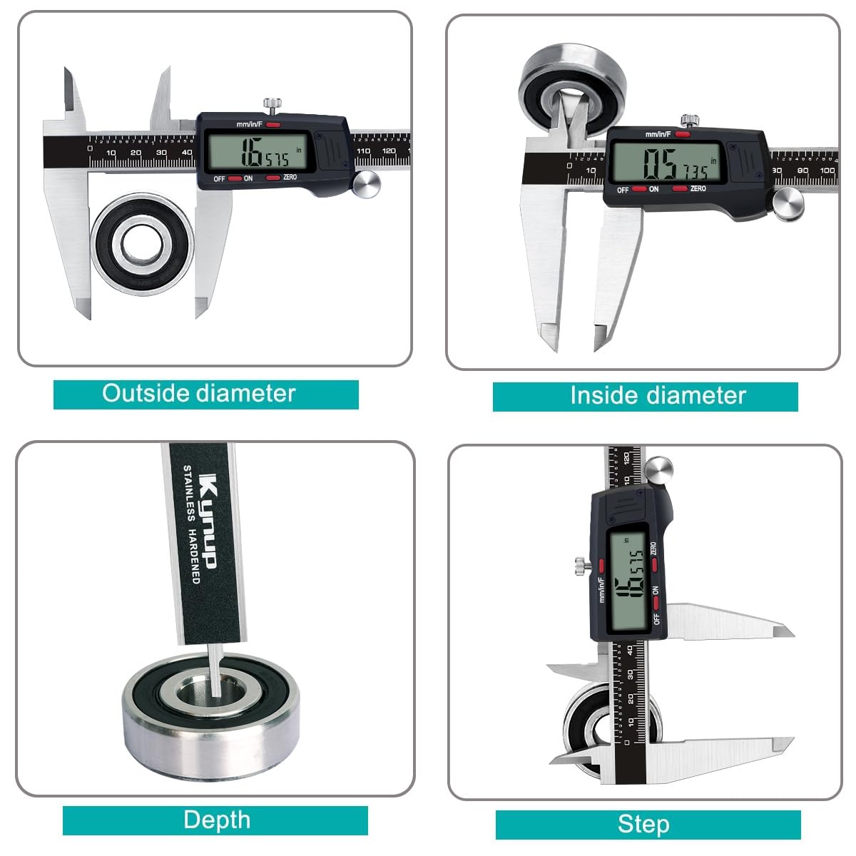 Kynup Micrometer Caliper Tool, 12Inch Digital Caliper, Vernier Caliper with Stainless Steel, Large LCD Screen, Auto - Off Feature, Inch Metric Fraction Conversion
