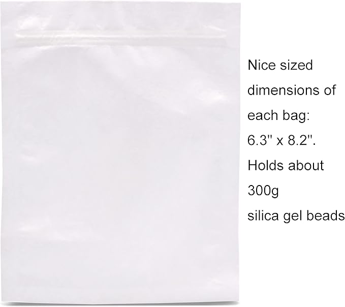 10 Packs Breathable Paper Bags, 6.3 by 8.2 Inch Zip Lock Storage Bags for Small Items, Silica Gel Beads, Desiccant, Jewelry, Samples
