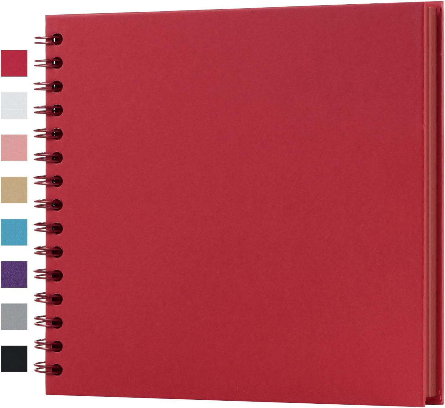 potricher 8 x 8 Inch DIY Scrapbook Album 40 Pages Hardcover Kraft Paper Scrap Book Photo Albums Memory Book for Wedding and Anniversary Family (Red, 8 Inch)