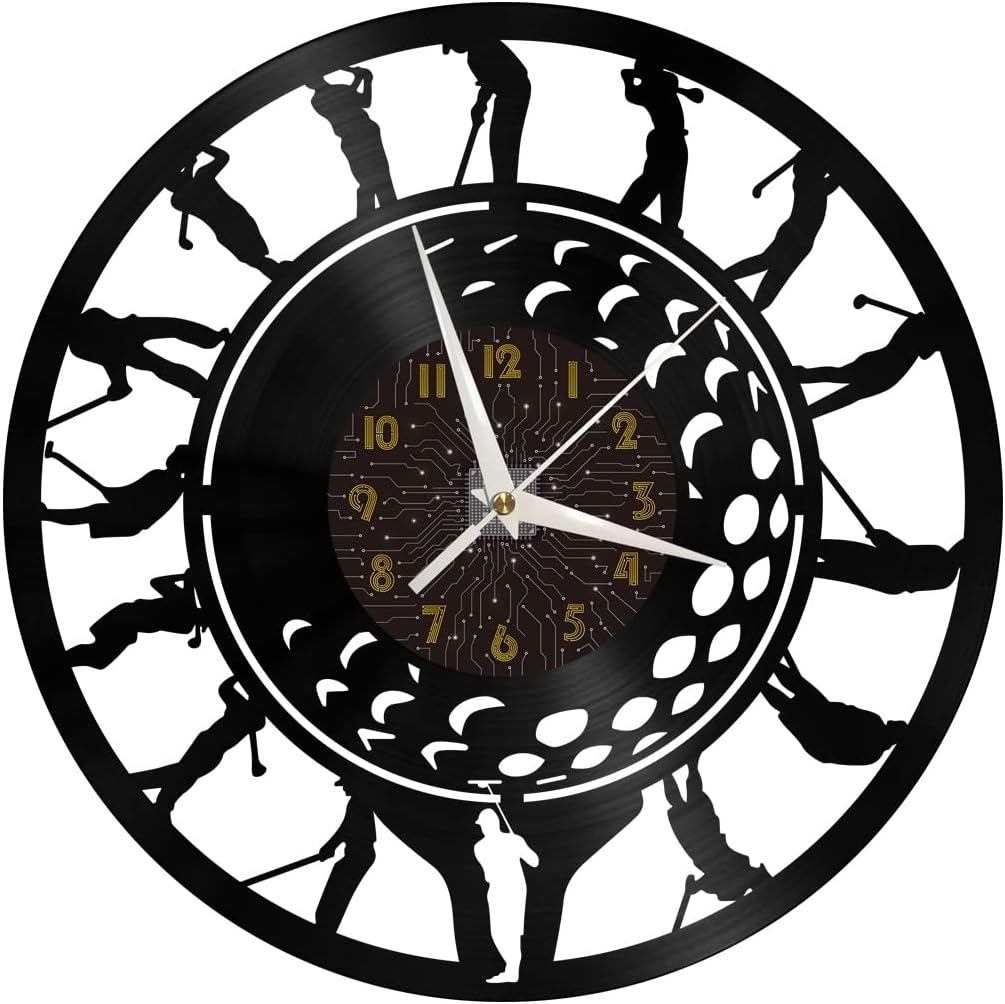 Generic Golf 2 Decoration Vinyl Wall Clock, Vinyl Record Clock Wall Art Silent & Non-Ticking(12 inchs C-LED), Brown