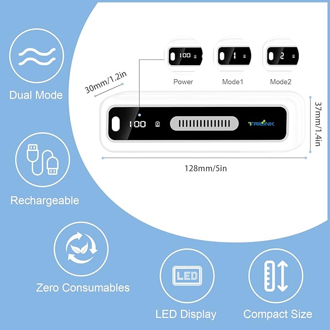 Mini USB Fridge Deodorizer with Led Display, Rechargeable Refrigerator Deodorizer, Reusable Fridge Odor Eliminator for Fridge, Car, Closet, Wardrobe, More Effective Than Baking Soda and Charcoal Bags