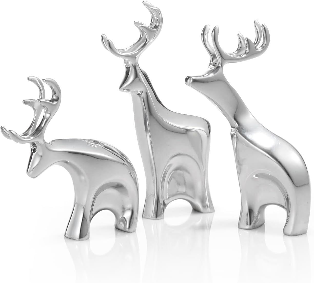 Nambé Miniature Dasher Reindeer Set – Trio of Sculpted Collectible Figurines, Santa’s Sleigh Team Holiday Display, Elegant Alloy Christmas Decorations for Tabletop or Shelf, 3.25–4.75" Tall