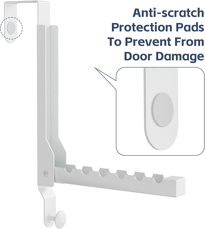 2 Pack Over The Door Drying Rack for Laundry, Over The Door Hanger Foldable, Rust-Resistant Over The Door Clothes Hanger,Heavy Duty Over The Door Hooks Hanger,Over Door Hook for Hanging Clothes,White