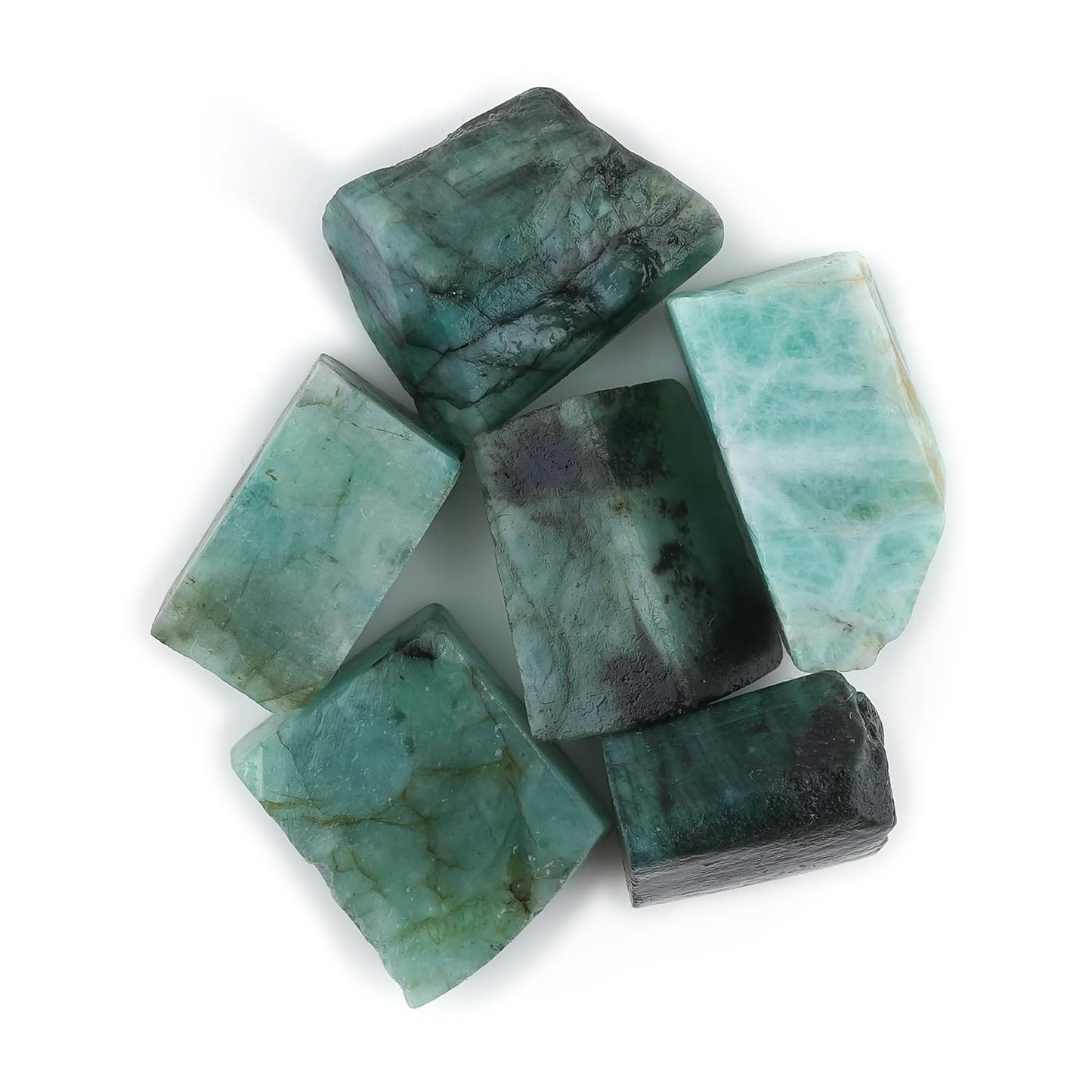 CRYSTALIS 6pcs Natural Emerald Loose Gemstone Wholesale Bulk Rough Jewelry Making Supply, Chakra & Healing Raw Stones, Wire Wrapping, DIY, Gem Collection, May Birthstone, Size : 13-16mm