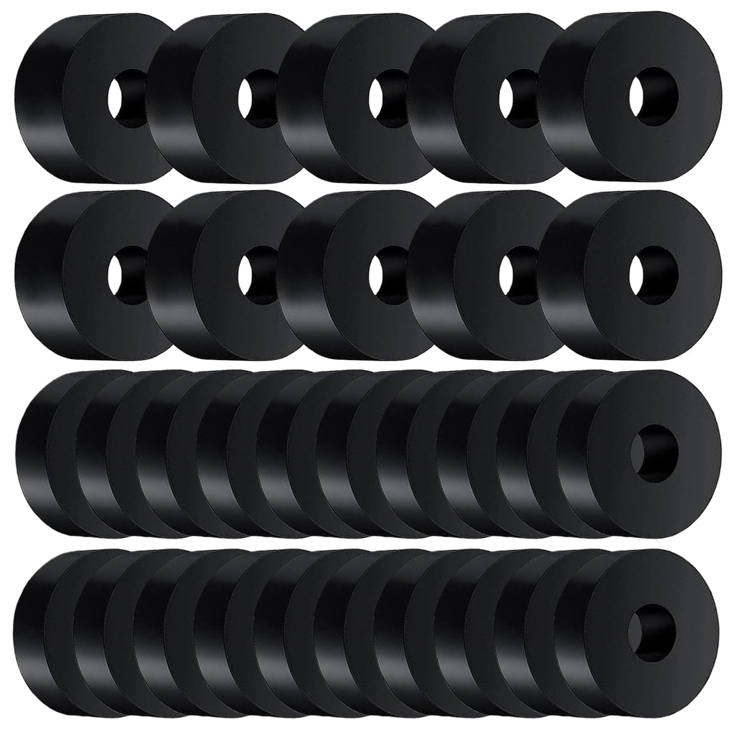 Rubber Washer Set: 2 Sizes (3/4" OD x 1/4" ID) Black Non-Slip Thick Grommets for Vibration Isolation (0.25" & 0.32" Thickness)