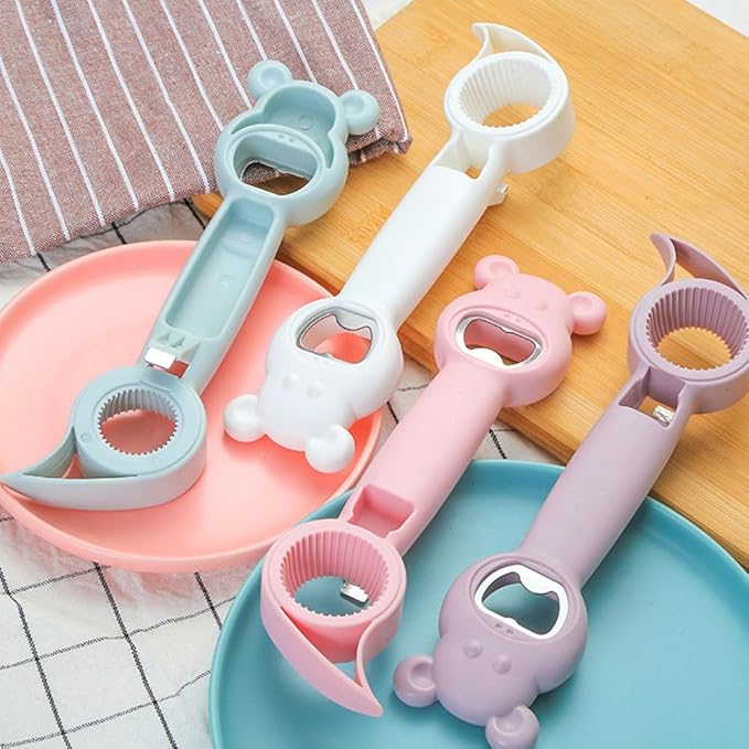 4 in 1 Beer Bottle Opener, 2023 New Multifunction Handheld Can Beer Opener for Jelly Jars Wine Beer Cans Sauce Bottles(4 Pcs)