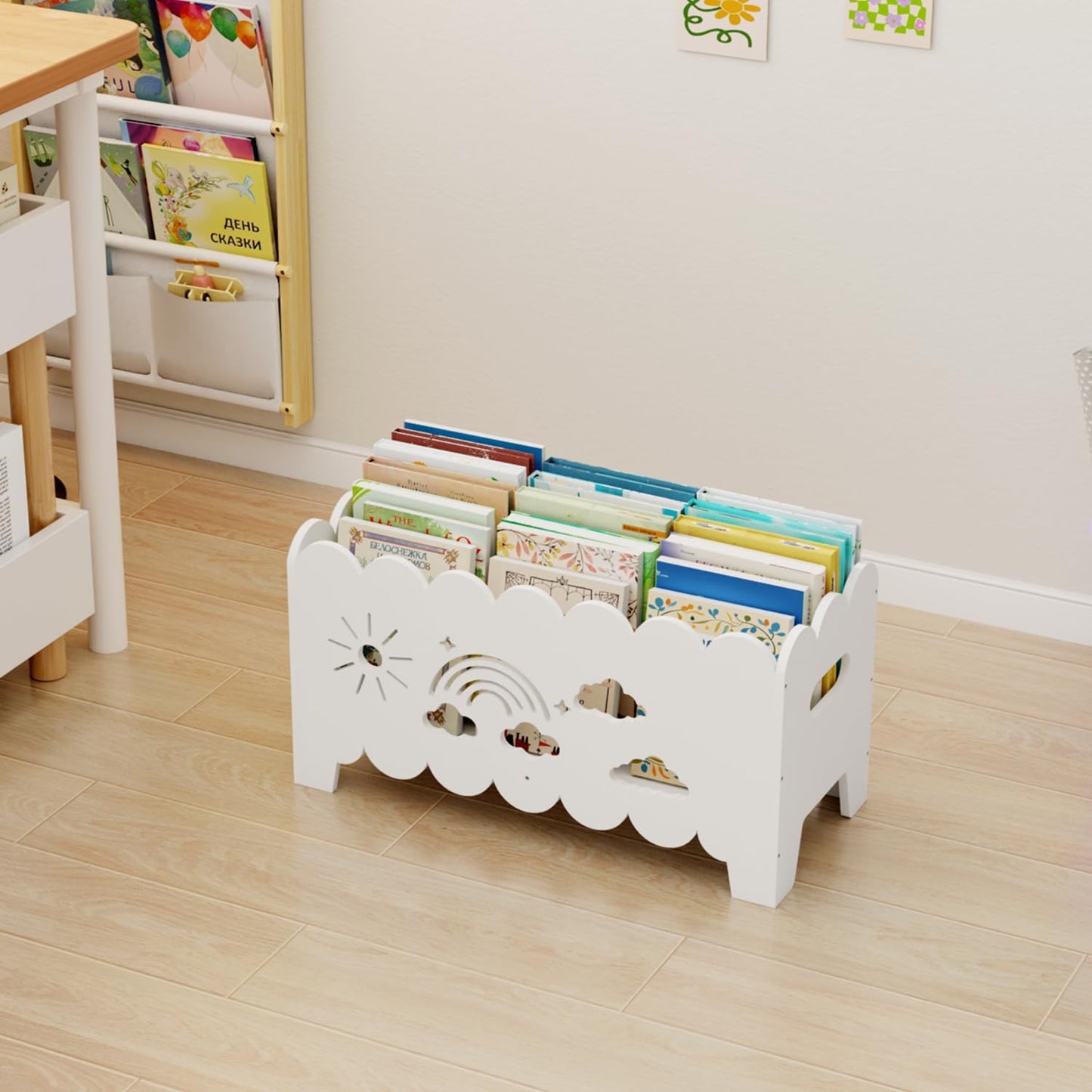 Wood Kids Bookshelf, Montessori Bookshelf, Suitable Kids Rooms, Nursery & Classroom, Kids Bookshelf and Toy Storage, Toddler Book Rack, Nursery Book Shelves, Kids Bookcase