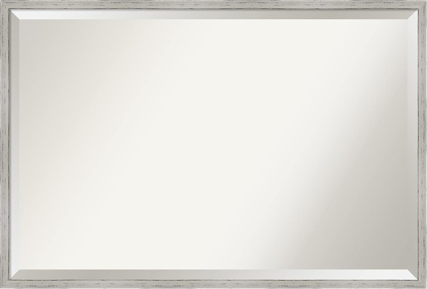 Amanti Art White Bathroom Mirror for Over Sink, 25x37 Shiplap White Narrow Rectangle Vanity Mirror, Large Coastal Wood Frame, Hangs Horizonally and Vertically, Bathroom Wall Decor, Beveled Edge