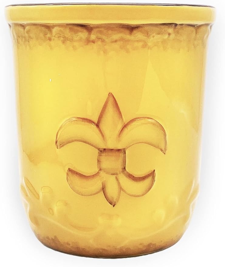 ACK Utensil Holder, Utensil Crock, Modern Kitchen Decor, Kitchen Storage (Fleur De Lis Yellow)