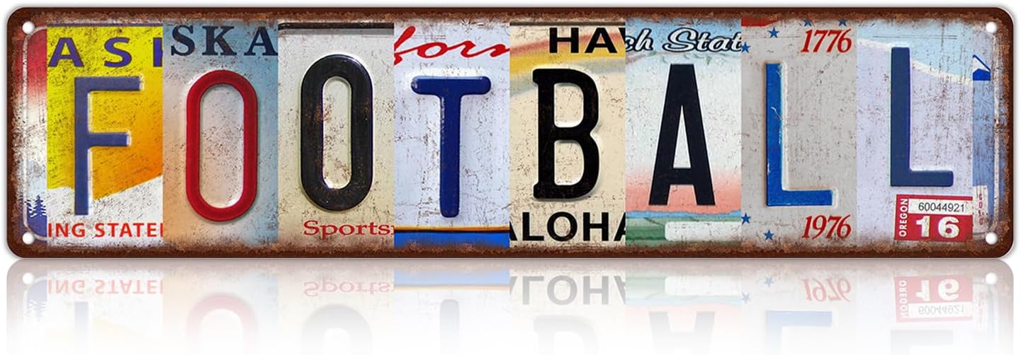 Vintage Sport Metal Tin Signs Football Street Signs Man cave Home Room Bar Wall Decor 16 x 4 Inches
