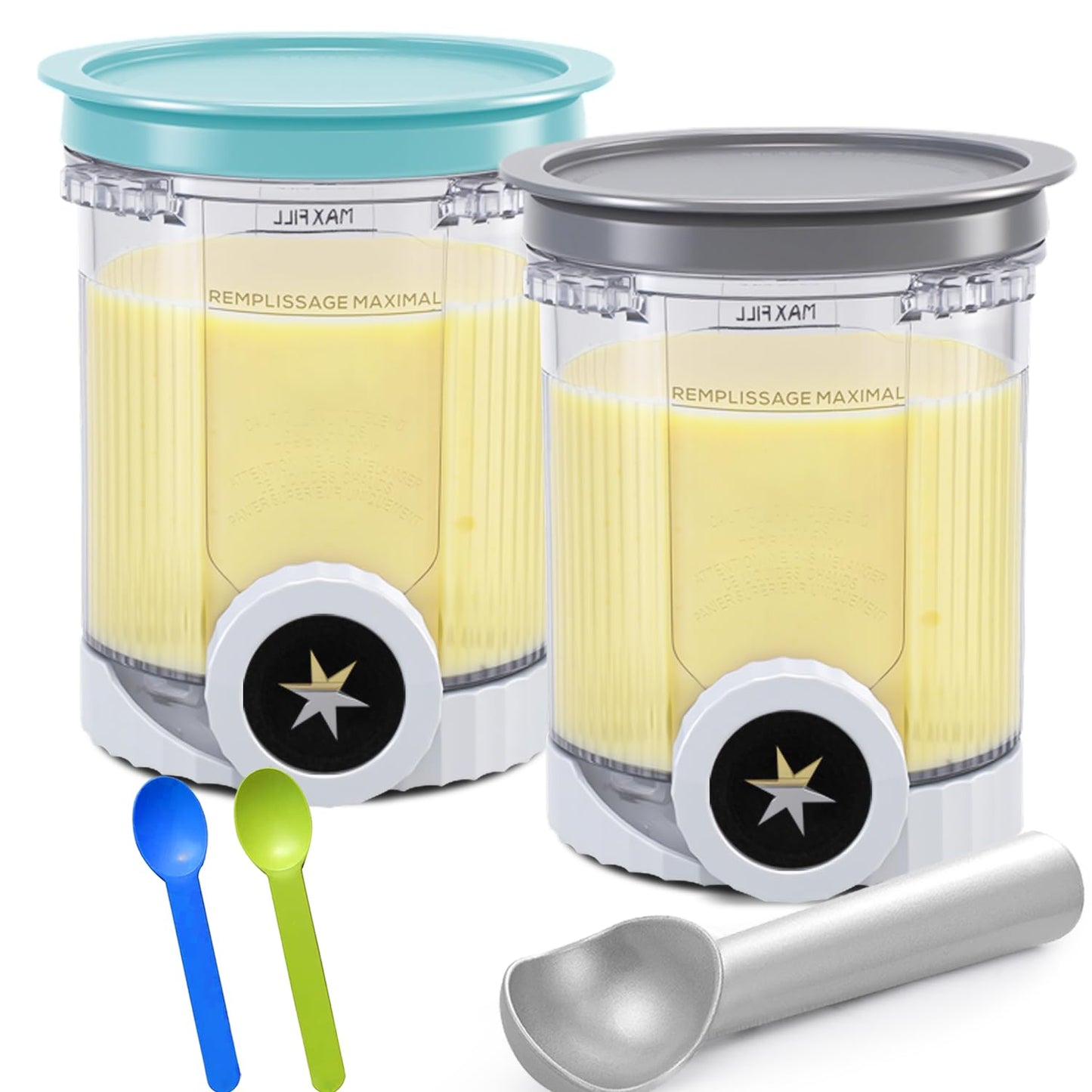 Creami Pints and Lids for Ninja Swirl, 2 pack Creamy Icecream Containers Cups Jars Tubs Canisters Smoothie Pot Compatible with N