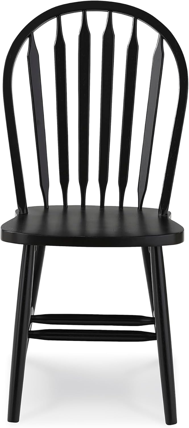 IC International Concepts Solid Wood Windsor ArrowBack Dining Chair with Plain Legs, Black