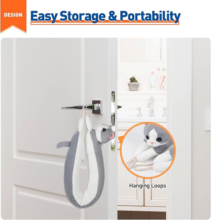 MAGZO Under Door Draft Stopper 36 Inch, Weighted Animal Noise Blocker for Door, Cat Draft Guard with Hook Loops