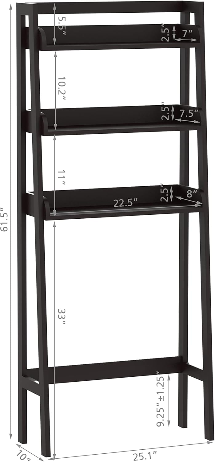 UTEX Over The Toilet Storage, 3-Tier Bathroom Shelves Over Toilet, Behind Toilet Bathroom Organizer (Espresso)