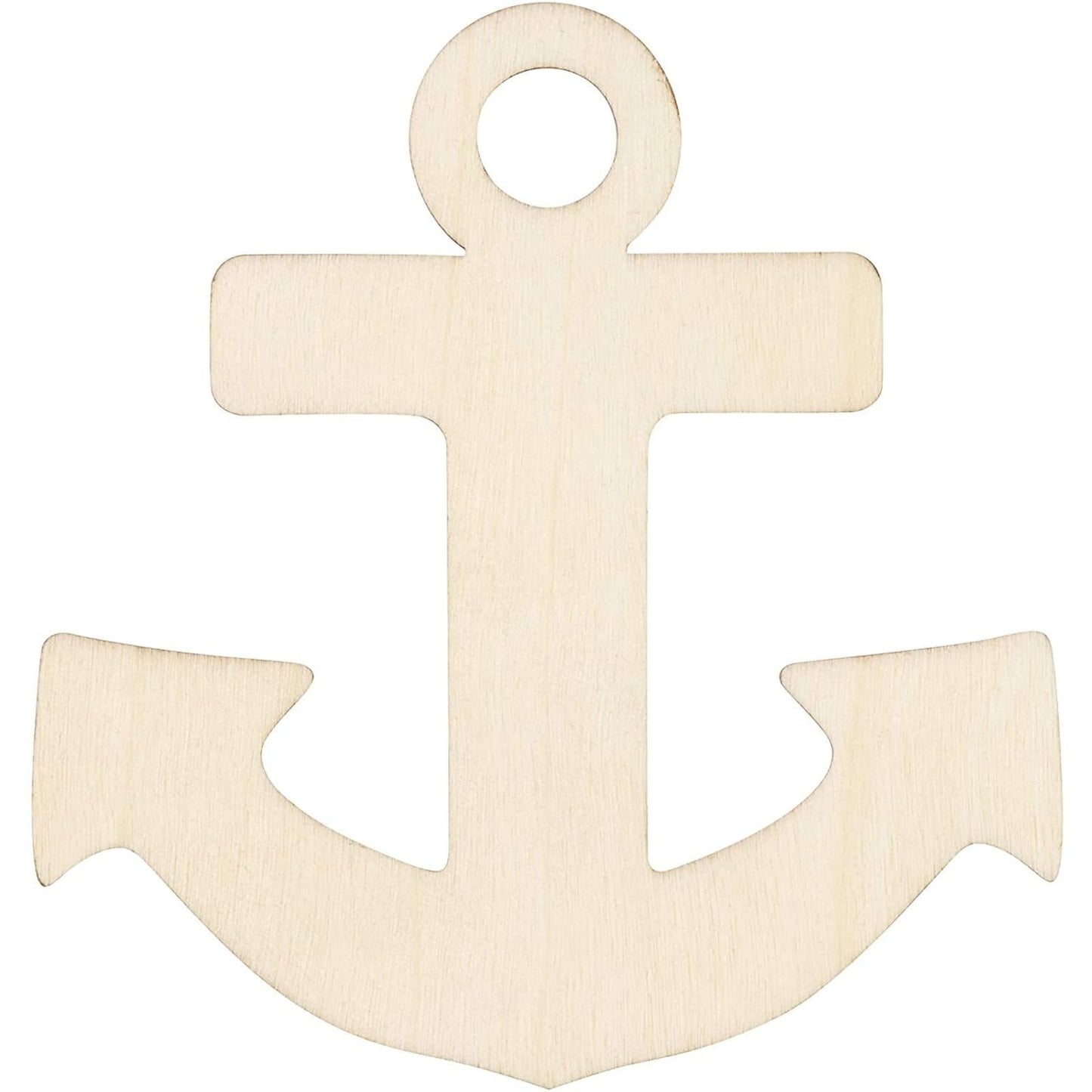 Genie Crafts Wooden Anchor Cutouts - 3.7 x 3.5 in Pack of 24 Unfinished Plywood - Craft Wood Supplies for DIY Painting & Nautical Decor - for Pirate Craft Projects