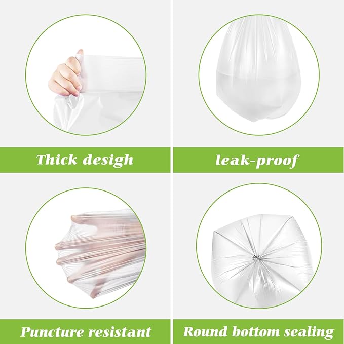 2.6 Gallon 80 Counts Strong Trash Bags Garbage Bags by Teivio, Bathroom Trash Can Bin Liners, Small Plastic Bags for Home Office Kitchen,fit 10 Liter, 2,2.5,3 Gal, Clear