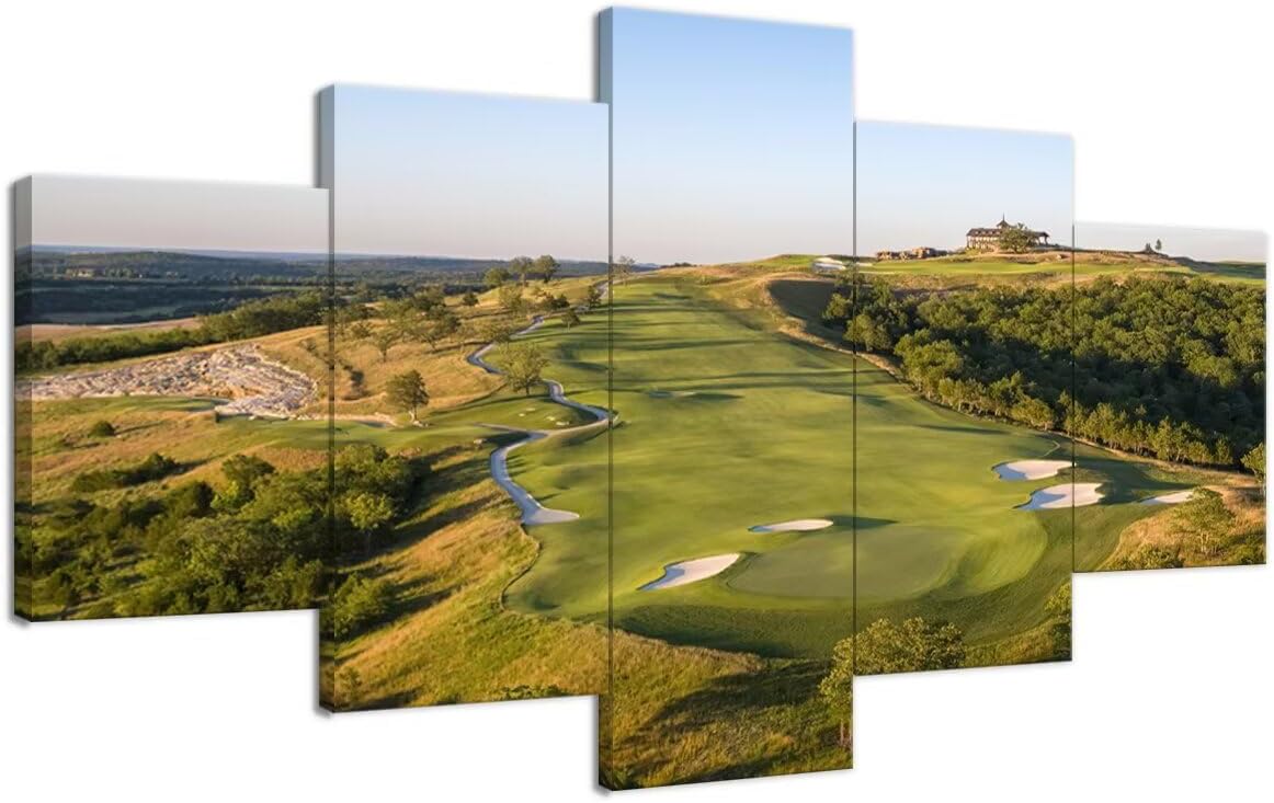 Paynes Valley Golf Course Wall Art for Living Room Bedroom Bathroom Home Decorations Paynes Valley Golf Course Pictures Framed Artwork Canvas Prints Ready to Hang(50''W x 24''H)