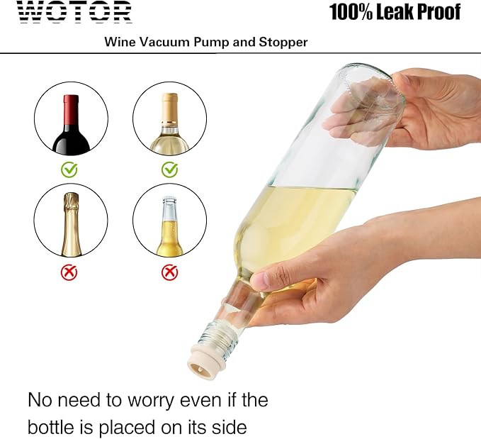 WOTOR Wine Stoppers Vacuum, Wine Saver, Wine Pump Vacuum Stoppers, Wine Preserver, Reusable Bottle Sealer Keeps Wine Fresh (Cream, 24 Pieces)