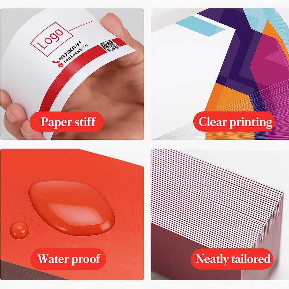 200Pcs Custom Business Cards Add Photo/LOGO/Text Personalized Business Cards for Small Business 300gsm Matte Paper Front & Back Sides Printed 3.5" x 2"