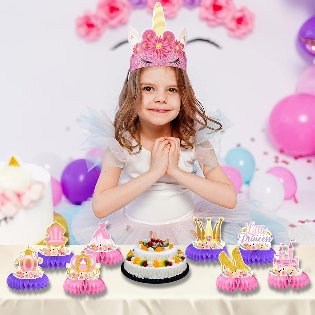 9Pcs Unicorn Birthday Decorations Honeycomb Centerpiece for Baby Shower Gender Reveal Table Supplies Unicorn Birthday Party Decorations