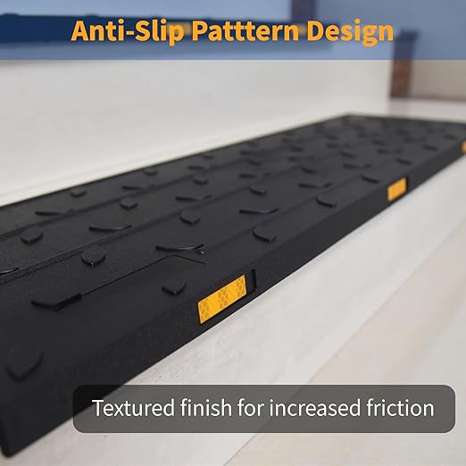 Rubber Stair Treads, 36"X10" 10 Pack Rubber Stair Treads for Wooden Steps, Non Slip Outdoor Step Mats with Nosing for Concrete Marble Tile Metal Steps - Black