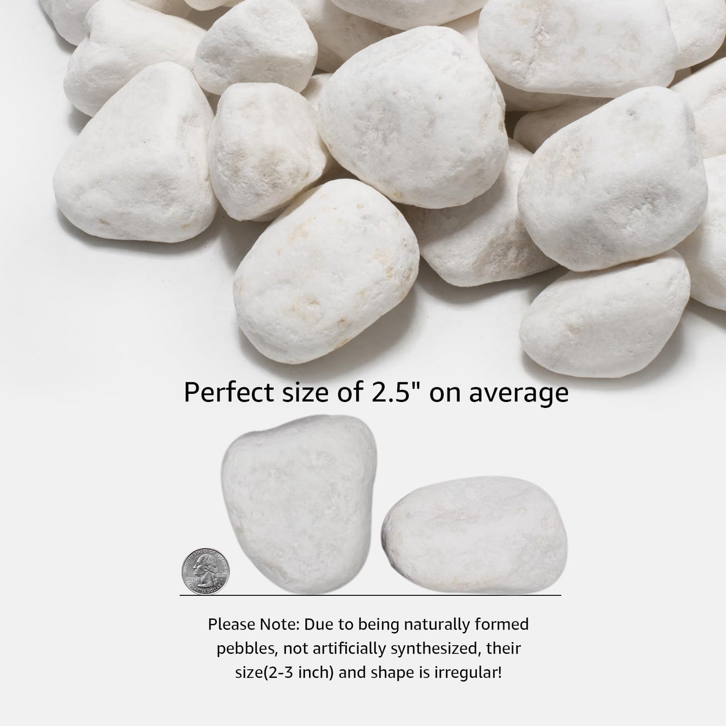 LOOIOOJ White Natural River Rocks, 2-3.5 Inch Decorative Stones for Plants, Garden, and Landscaping – 40LB, Ideal for Fish Tanks, Vases, Crafting, Home Decor, and Outdoor Landscaping