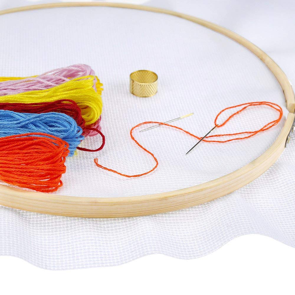 Pllieay 6 Pieces 6 inch/ 15cm Round Embroidery Hoops Bamboo Circle Cross Stitch Hoop Rings for Craft Sewing