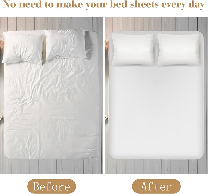 Morcheiong Bed Sheet Fasteners Straps - 4 Pack Adjustable Bed Sheet Holder Strap for Bedding Stays Bedsheet Tie Downs - Khaki/Brown