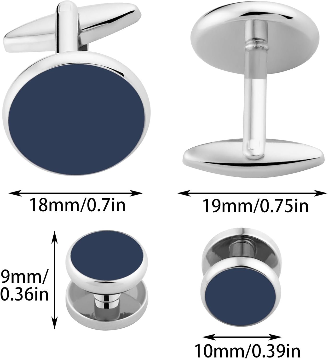 Cufflinks for Men and Tuxedo Shirt Studs Set with Gift Box Stainless Steel Cuff links
