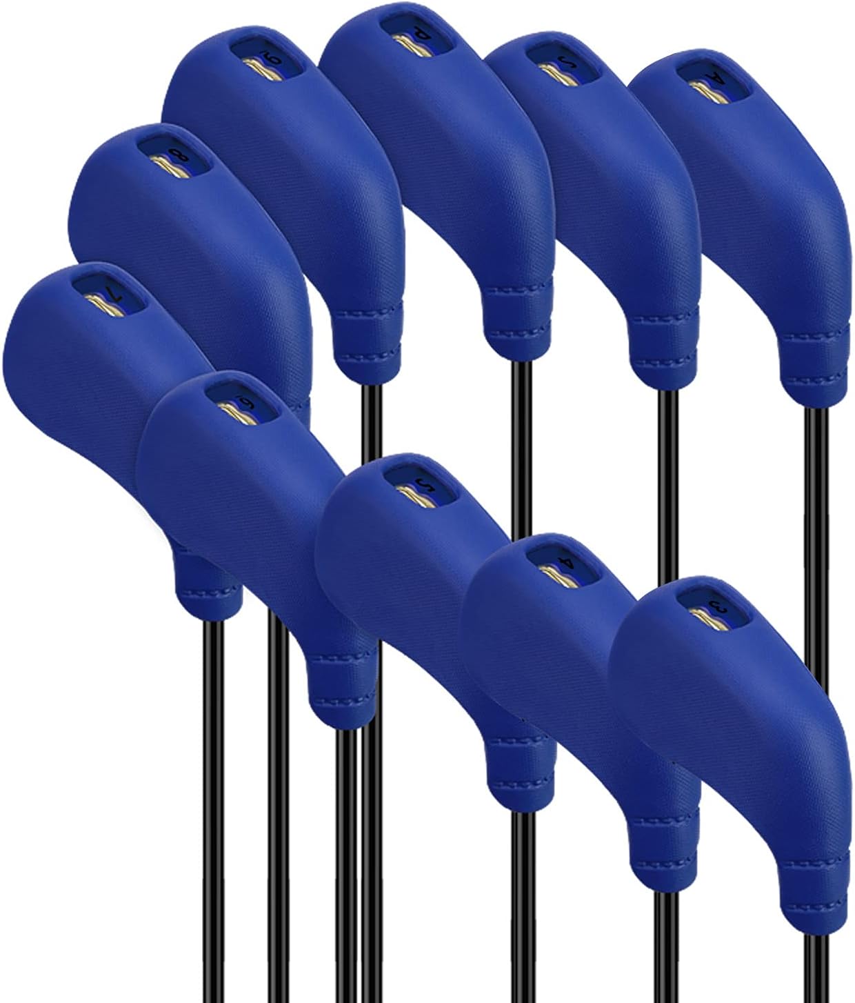 PGM Golf Club Covers, 10pcs Protective Washable Golf Iron Head Covers Set with Number Opening, Easy On and Off, Fits Right Handed Brands