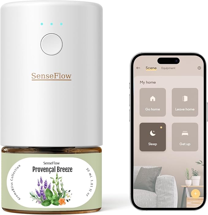 SF101S Smart Wi-Fi Waterless Plug-In Air Freshener, 100% Plant-Based Ultrasonic Diffuser, Adjustable 120-Day Scent Air Mist, Covers 100㎡ for Home, Hotel-Provençal Breeze